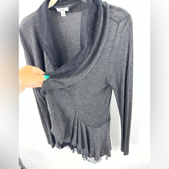 Vintage Cache Open Front Lace Drape Cardigan Womens Size M Gray Whimsigoth Fairy - Picture 4 of 10